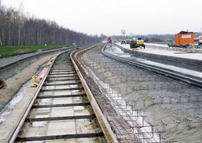 vorbereitete Einbaufläche für Betonfahrbahn